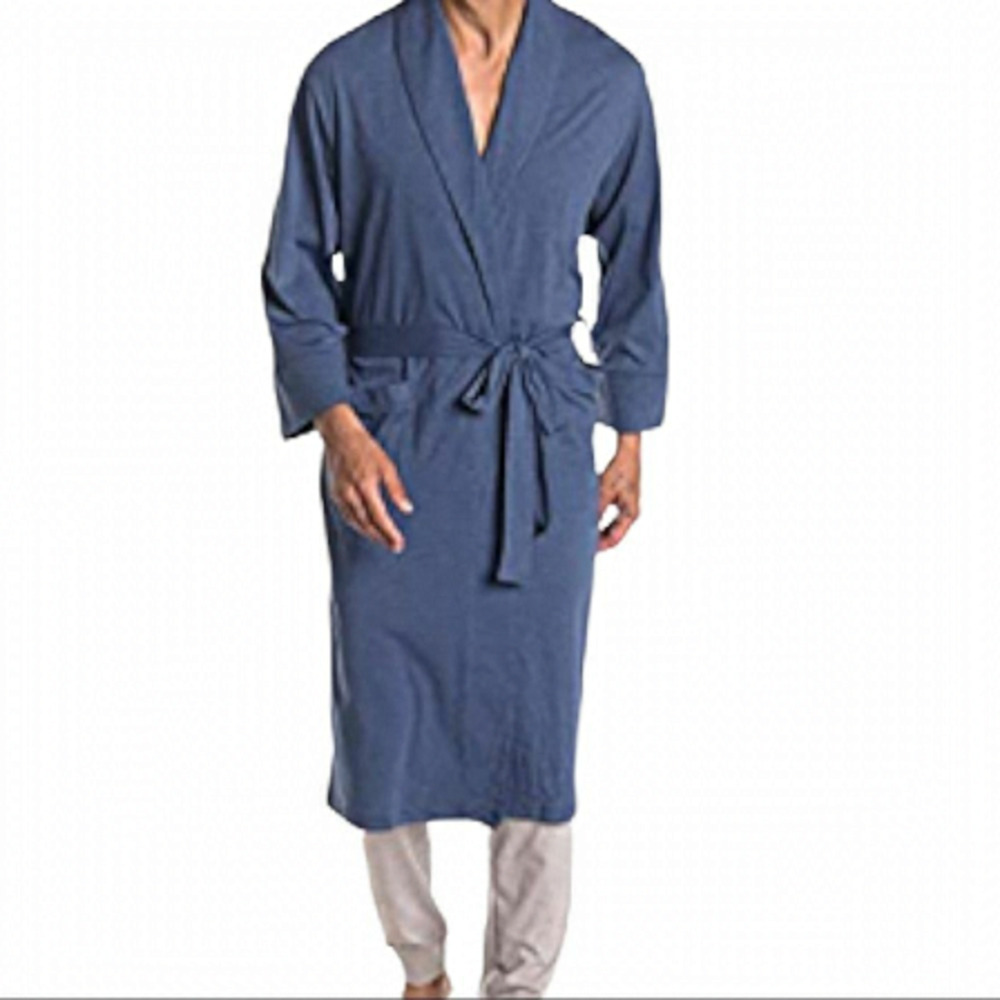 𝅺daniel Buchler Blue Heathered Shawl Collar Wrap Robe